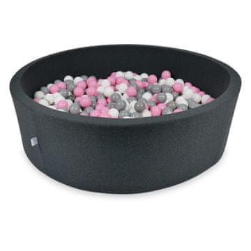 shumee Suhi bazen 130x40cm grafit s 700 kroglicami: pudrasto roza, siva, bela