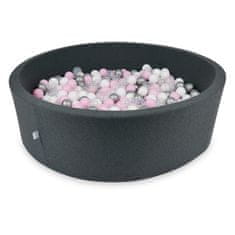 shumee Suhi bazen 130x40cm grafit s 700 kroglicami: svetlo roza, bela, srebrna, prozorna