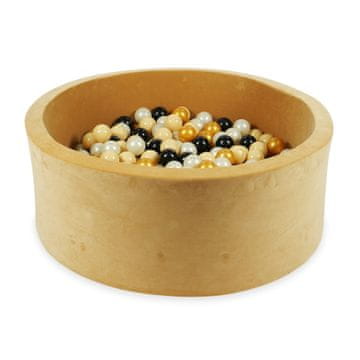 shumee Suhi bazen 110x40 Velvet Soft Carmel s 500 kroglami: bež, svetlo zlata, zlata, črna