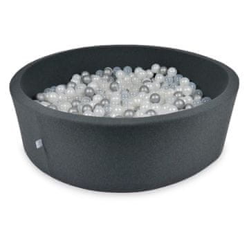 shumee Suhi bazen 130x40cm grafit s 700 kroglicami: perla, srebrna, prozorna