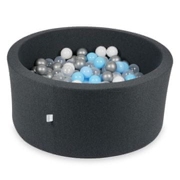 shumee Suhi bazen 90x40cm grafit s 300 kroglami: svetlo modra, srebrna, prozorna, bela