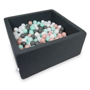 shumee Suhi bazen 90x90x40cm grafit s 400 kroglicami: bela, roza zlato, svetlo mint, grafit