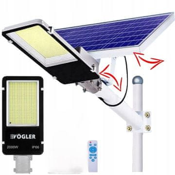 shumee Zmogljiva ulična svetilka VÖGLER 2000 W, na sončno energijo, s senzorjem somraka