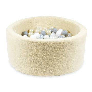 shumee Suhi bazen 90x40 Teddy bež s 300 kroglami: prozorna, bela, biserna, siva, svetlo zlata