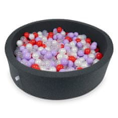 shumee Suhi bazen 110x30cm grafit s 400 kroglami: prozorna, biserna, resje, rdeča