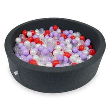 shumee Suhi bazen 110x30cm grafit s 400 kroglami: prozorna, biserna, resje, rdeča