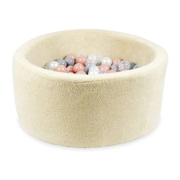 shumee Suhi bazen 90x40 Teddy bež s 300 kroglami: prozorna, biserna, siva, rožnato zlata