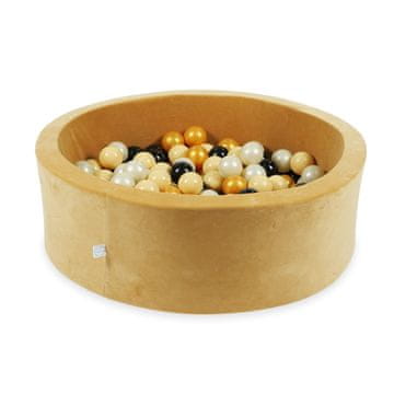 shumee Suhi bazen 90x30 Velvet Soft Carmel z 200 kroglami: bež, svetlo zlata, zlata, črna