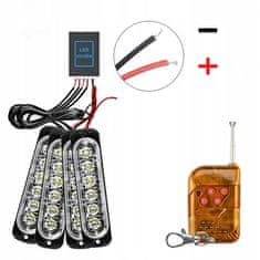 shumee 4x LED ORANŽNA UTRIPAJOČA OPOZORILNA LUČKA DALJINSKI UPRAVLJALNIK STROBOSKOPSKI PROGRAMI