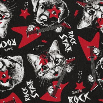 shumee ZUNANJE DEKORACIJSKE TKANINE OXFORD - Motiv mačke in psa Rock Star I DX716