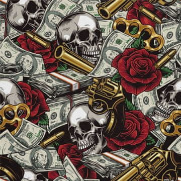 shumee ZUNANJE DEKORACIJSKE TKANINE OXFORD - Motiv Dollar Skull 3 I DX700