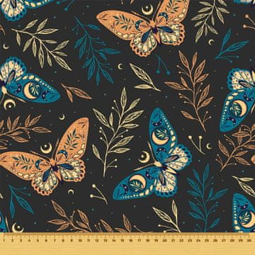 shumee ZUNANJE DEKORACIJSKE TKANINE OXFORD - Motiv metuljev na črni barvi I DR036