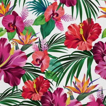 shumee ZUNANJE DEKORATIVNE TKANINE OXFORD - motiv tropskega cvetja, hibiskusa
