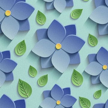 shumee ZUNANJE DEKORACIJSKE TKANINE OXFORD - Motiv modrih rož 3D