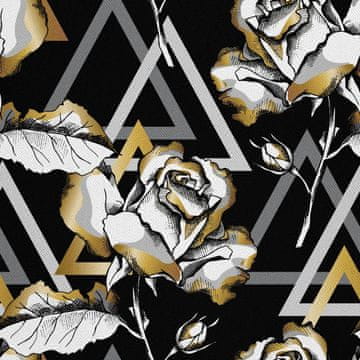 shumee ZUNANJE DEKORATIVNE TKANINE OXFORD - Motiv zlatih vrtnic in trikotnikov