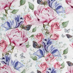 shumee Kraljevski žametni material iz poliestra za šivanje - motiv vrtnic in metuljev