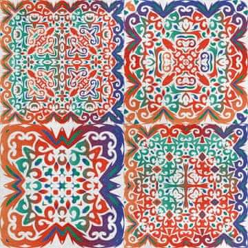 shumee Kraljevski žametni material iz poliestra za šivanje - motiv mehiške Talavere 3