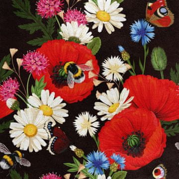 shumee Kraljevski žametni material iz poliestra za šivanje - motiv cvetličnega travnika