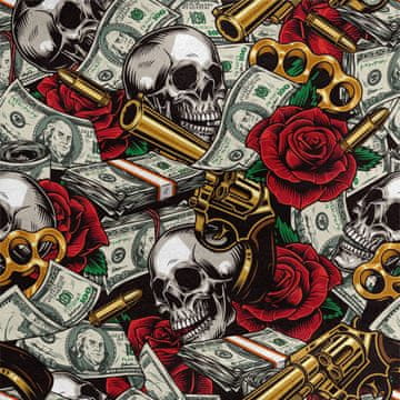 shumee Kraljevski žametni material iz poliestra za šivanje - motiv lobanje dolarja 3