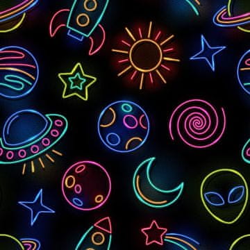 shumee ZUNANJE DEKORACIJSKE TKANINE OXFORD - motiv neonskega kozmosa