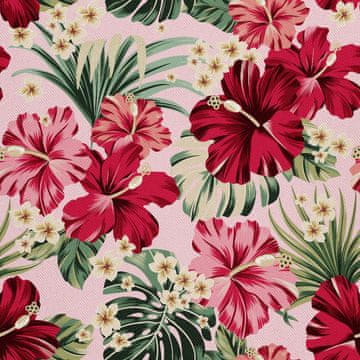 shumee ZUNANJE DEKORACIJSKE TKANINE OXFORD - Motiv roza hibiskusa