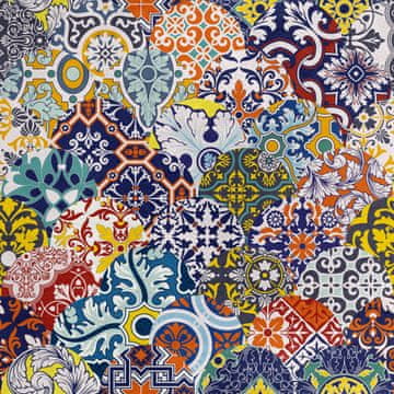 shumee Kraljevski žametni material iz poliestra za šivanje - motiv ploščic Azulejos
