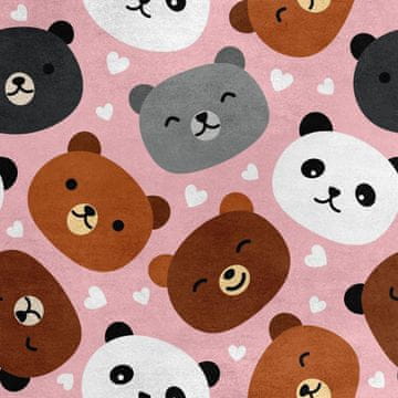 shumee Kraljevski žametni material iz poliestra za šivanje - motiv medvedkov na roza barvi