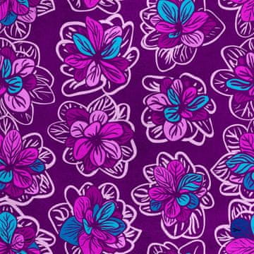 shumee Kraljevski žametni material iz poliestra za šivanje - motiv rož na vijolični barvi