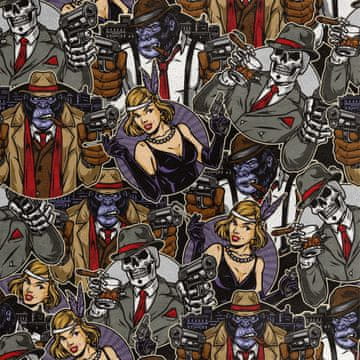 shumee Kraljevski žametni material iz poliestra za šivanje - motiv gorile in okostnjaka gangsterja