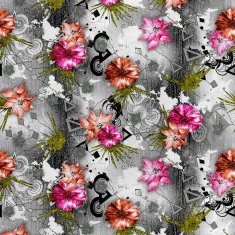 shumee Kraljevski žametni material iz poliestra za šivanje - motiv cvetja na abstraktnem ozadju