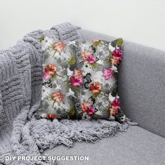 shumee Kraljevski žametni material iz poliestra za šivanje - motiv cvetja na abstraktnem ozadju