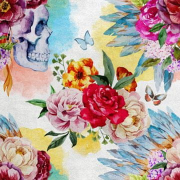 shumee Kraljevski žametni material iz poliestra za šivanje - motiv potonike, lobanje