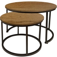 shumee Okrogla klubska mizica, komplet 2 kosov, jelša, 53×47, 43×39, I Begryf