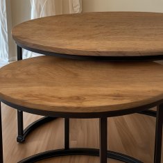 shumee Okrogla klubska mizica, komplet 2 kosov, jelša, 53×47, 43×39, I Begryf