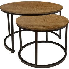 shumee Okrogla klubska mizica, komplet 2 kosov, jelša, 53×47, 43×39, I Begryf