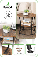 shumee Majhna temno rjava okrogla klubska mizica BEGRYF 56x56x55