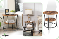 shumee Majhna temno rjava okrogla klubska mizica BEGRYF 56x56x55