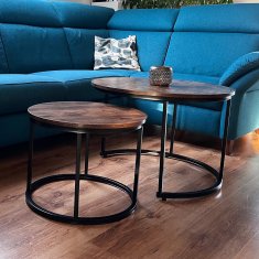 shumee Okrogla klubska mizica, komplet 2 kosov, temno rjava, 53×47, 43×39, I Begryf