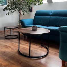 shumee Okrogla klubska mizica, komplet 2 kosov, temno rjava, 53×47, 43×39, I Begryf