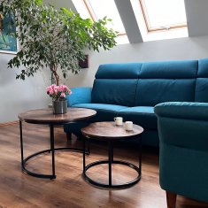 shumee Okrogla klubska mizica, komplet 2 kosov, temno rjava, 53×47, 43×39, I Begryf