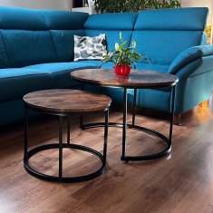 shumee Okrogla klubska mizica, komplet 2 kosov, temno rjava, 53×47, 43×39, I Begryf