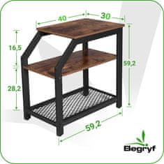 shumee Majhna temno rjava mizica za posteljo BEGRYF 30x59x60