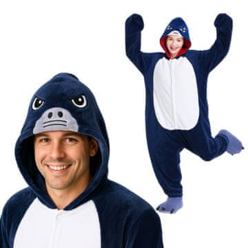 shumee Kostum pižame Onesie Kigurumi Modri morski pes M: 155-165 cm