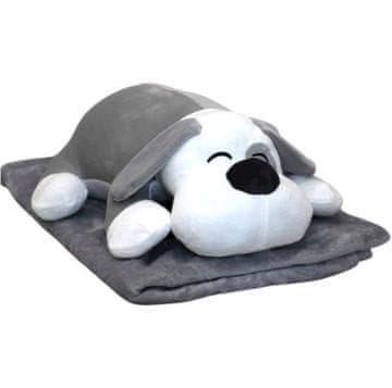 shumee KOMPLET PLIŠASTE PASJE BLAZE IN ODEJE 160x110 CM - PLOŠČASTA IGRAČA SIVA