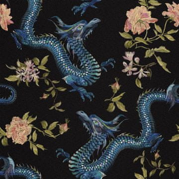 shumee ZUNANJE DEKORACIJSKE TKANINE OXFORD - Motiv modrih zmajev I DX214