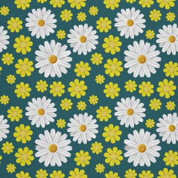 shumee ZUNANJE DEKORATIVNE TKANINE OXFORD - Motiv kamilice in rumenih cvetov I DX546