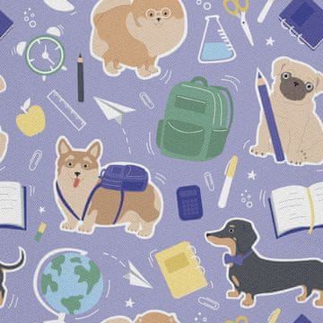 shumee ZUNANJE DEKORATIVNE TKANINE OXFORD - Motiv šolskih potrebščin in psov 2 I DX385