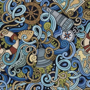 shumee ZUNANJE DEKORACIJSKE TKANINE OXFORD - Motiv morskih grafitov I DX442