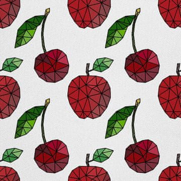 shumee ZUNANJE DEKORACIJSKE TKANINE OXFORD - Geometrični motiv češenj in jabolk