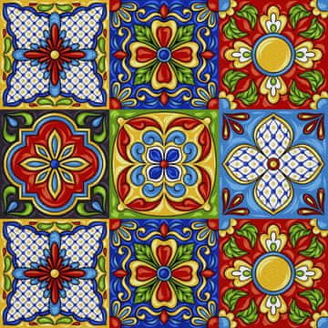 shumee ZUNANJE DEKORATIVNE TKANINE OXFORD - Motiv mehiške Talavere